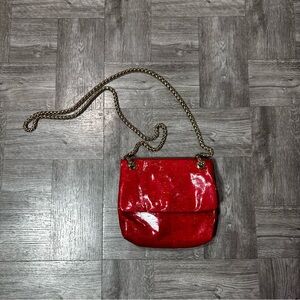 Elie Tahari Red Crossbody Purse With Gold Chain